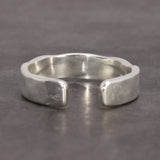 Sterling Silver S925 Bright Hand Hammer Pattern Men's and Women's Rings Minimalist Adjustable Jewelry