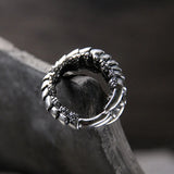 S925 Sterling Silver Eagle Claw Ring Thai Silver Retro Antique Punk Style Men's Ring Fine Jewelry