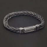 22cm Genuine S925 Silver Twisted Bracelet for Men Hand-woven Foxtail Chain Vintage Retro Punk Stylish Jewelry