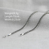 55cm S925 Silver Retro Craft Silver Jewelry Chain Men and Women Horsewhip Chain Clavicle Chain Necklace