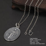 S925 Sterling Silver Virgin Mary Pendant for Men and Women Vintage Cross Oval Design Necklace Pendant Christian Jewelry