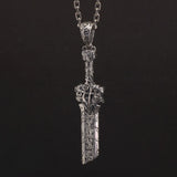 S925 Sterling Silver Broken Sword Pendant Necklace Antique Retro Punk Viking Jewelry Gift
