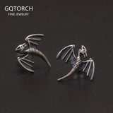 925 Sterling Silver Fly Dragon Stud Earrings for Men Women Small Thai Silver Punk Rock Style Vintage Hypoallergenic Fine Jewelry