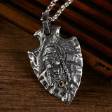 S925 Pure Silver Vintage Indian Eagle Shield Tribal Legend Old Chief Men Pendant Domineering Personality