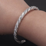 999 Pure Silver Twisted Cuff Bracelet for Men Women Fashion Vintage Infinity Open Cuff Bangle Retro Party Jewelry Gifts