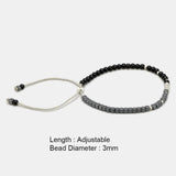3mm Round Black Onyx And Cubic MARCASITE Beads Natural Stone Bracelet For Women Sterling Silver Reiki Yoga Jewelry DIY - GQTORCH Jewelry