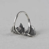 Guarantee 925 Silver Retro Simple Fashion Women Ring Thai Silver Leaf  Shape Opening Adjustable Jewelry Ring Daily Wearing