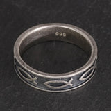 100% Real 999 Sterling Silver Jesus Fish Ring For Men Women 7 Fishes Antique Processing Ichthys Ichtus Christian Jewelry