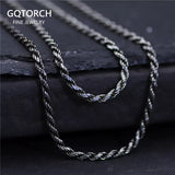 S925 Sterling Silver Twisted Necklace Chain for Men and Women Long Sweater Retro Antique Unisex Chain Original Design