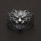 925 Sterling Silver Tiger Head Ring for Men Retro Punk Rock Gothic Adjustable Biker Jewelry Accessories Party Gift