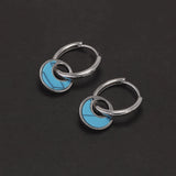 925 Sterling Silver Abalone Shell Small Drop Earrings Women Gold Turquoise Natural Stone Hoop Earrings Vintage Fashion Jewelry