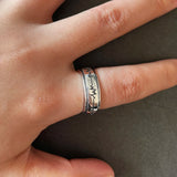 Genuine 925 Sterling Silver Spinner Band Ring Rotating Anti-Anxiety Stress Relieving Men and Women Engraving ECG