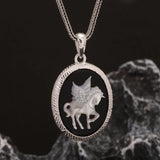 925 Sterling Silver Unicorn Cameo Onyx Ring Woman Black Onyx Earrings Pendant Round Shaped Fashion Vintage Jewelry Set