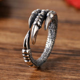 Genuine Solid 925 Silver Rings Vintage Dragon Claw Rings for Men Adjustable Rings Sterling Silver Anello Uomo Jewelry