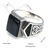 Guaranteed Mens Rings Silver s925 Antique Turkish Rings For Mens Signet Ring With Stone Color Square Turkish Jewelry Anello Uomo