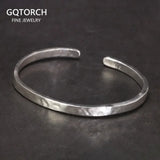 Real 925 Sterling Silver Hammered Cuff Bangles for Men and Women Handmade Polished Fine Jewelry