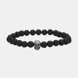 Vintage 925 Sterling Silver Skull Beaded Bracelet Natural Tiger Eye Agate Stone Beads Men Women Couple Fine Jewelry