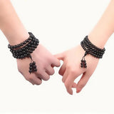 Natural Stone Black Rainbow Obsidian Bracelet 108 Beads Prayer Beaded Bracelet For Men And Women Lover's Couple - GQTORCH Jewelry