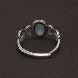 Womens Oval Opal Ring Sterling Silver 925 Retro Style Fulu Gourd Open Rings Light Weight Stackable Fashionable Jewelry