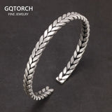 Hand Braided 999 Sterling Silver Women's Cuff Simple Braided Bracelet Vintage Matte Fine Jewelry