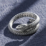 Pure 999 Sterling Silver Viking Snake Rings For Men and Women Retro Hipster Ring Opening Fine Jewelry