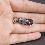 925 Sterling Silver Jewelry Pi Xiu Brave Troops Pendant For Women Inlaid Red Garnet Stone With Lucky Coin Hollow Design - GQTORCH Jewelry