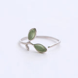 925 Sterling Silver Women Bangle Bracelet New Buds Shoots Design With Opal Cat Eyes Stone Fresh Style for Girls Gift