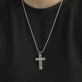 925 Sterling Silver Cross Pendant Necklace Skull Link Chain Respect & Truth Voltaire Quote Necklace Punk Retro Hip Hop Jewelry