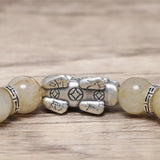 Natural Citrine Beaded Bracelets with 925 Sterling Silver Pixiu Charms Accessories Man and Women Transfer Luck Jewelry - GQTORCH Jewelry
