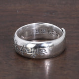 Real 990 Sterling Silver Six Character Om Mani Padme Hum Couple Adjustable Ring Tibet  Mantra Buddhist Fine Jewelry