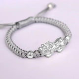 999 Stelring Silver 3D Brave Troops Bracelets For Men Pure Hand Woven Braided Lucky Red Rope Bracelets Multi Color Chinese Knots - GQTORCH Jewelry