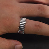 S925 Sterling Silver Viking Rings For Men and Women Irregular Stripes Opening Adjustable Size 6-11 Unique Handmade Jewelry