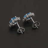 925 Sterling Silver Luxury Topaz Red Garnet Flower Stud Earrings with Inlaid Zircon Women Elegant Wedding Jewelry Accessories