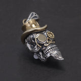 S925 Sterling Silver Gothic Retro Straw Hat Skull Pendant for Men Women Hiphop Punk Jewelry Accessories