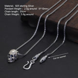 S925 Sterling Silver Gothic Punk Rock Style Men Women Pendant Vintage Skull Pendant Fashion Jewelry