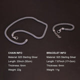 925 Sterling Silver 6mm Corn Chain Necklace for Men Thai Silver Popcorn Bracelet Lobster Clasp Punk Retro Men's Jewelry - GQTORCH Jewelry