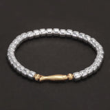 999 Pure Silver Beads Bracelet with Fish Charms Matt Gold Plated Elastic Rope Adjustable Vintage Trendy Jewelry for Women