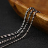 925 Sterling Silver 2mm Hemp Braided Chain Necklace For Men Women With Round Clasp Vintage Thai Silver 925 Jewelry