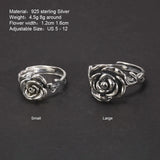 Vintage Thai Silver Cubic Rose Rings 100% Genuine 925 Sterling Silver Party Flowers Rings For Women Floral Elegant Jewelry