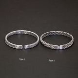 Genuine 999 Sterling Silver Braided Twist Open Bangle Cuff Links Handmade Fine Jewelry