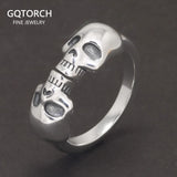 True 925 Sterling Silver Double Head Skull Vintage Thai Men's Ring Party Gift Gothic Jewelry