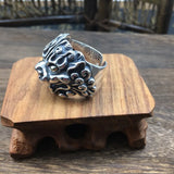 S925 Sterling Silver Men's Domineering Brave Ring Retro Thai Silver Exaggerated Old Beast Personality Ring