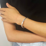 Real 999 Sterling Silver Simple Smooth Cuff Bracelet Men and Women Shining Craft Couple Bangle Minimalism Jewelry