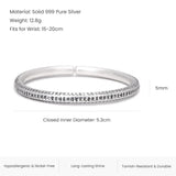 3pcs/set 999 Pure Silver Buddha Heart Sutra Open Bangle Fish Charm Bracelet Tibetan Knot Braided Rope Stack Ethnic Hand Jewelry