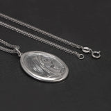 925 Sterling Silver Goddess Relief Portrait Pendant Necklace for Women Men Oval Shaped Vintage Retro Fashion Fine Jewelry Gift