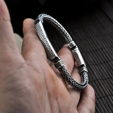 Viking Mens Bracelet 925 Sterling Silver Punk Men Jewelry Hand Braided Chain Wedding Birthday Party