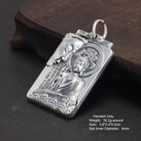 S990 Sterling Silver Embossed Halfbody Buddha Pendant Necklace for Men and Women with Heart Sutra Buddhist Jewelry Amulet