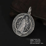 Vintage 925 Sterling Silver Saint Benedict Medallion Cross Pendant Necklace Catholic Exorcism Amulet Men and Women