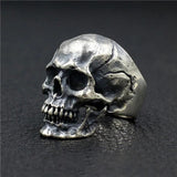 Heavy Punk Skull Rings For Men Real 925 Sterling Silver Jewelry Motorcycle Biker Rings Skeleton Finger Band - GQTORCH Jewelry