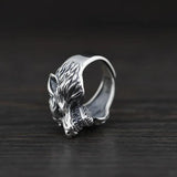 S925 Sterling Silver Vintage Thai Silver Open Ring for Men Wolf Head Open Silver Ring Punk Style Male Jewelry - GQTORCH Jewelry